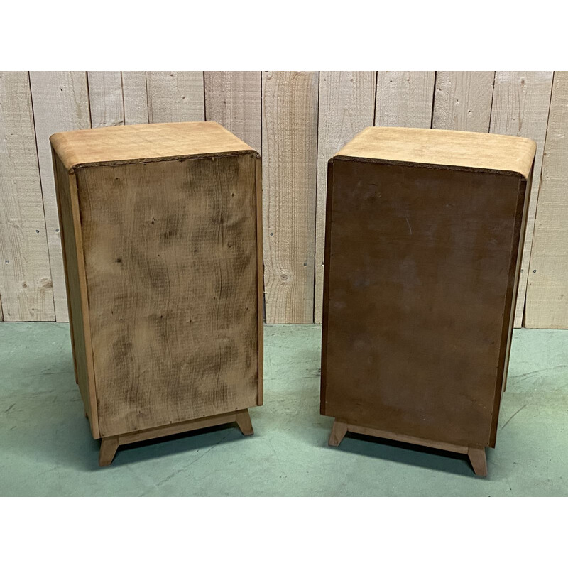 Pair of vintage bedside tables in blond oak 1960s