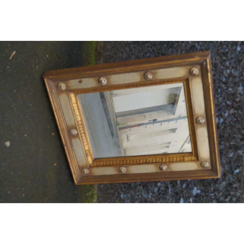 Vintage golden wood mirror 1970s