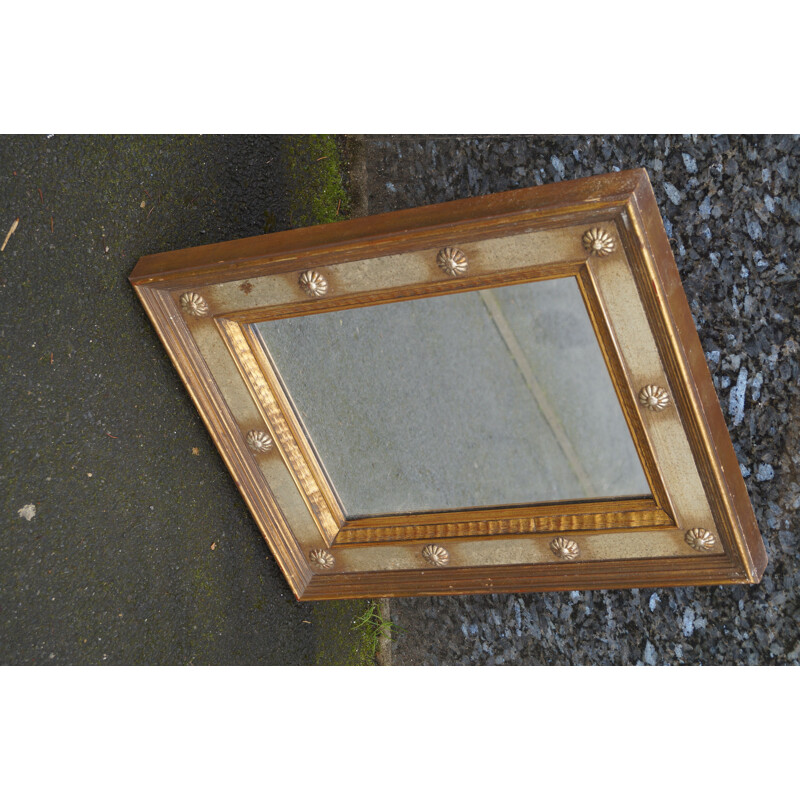 Vintage golden wood mirror 1970s