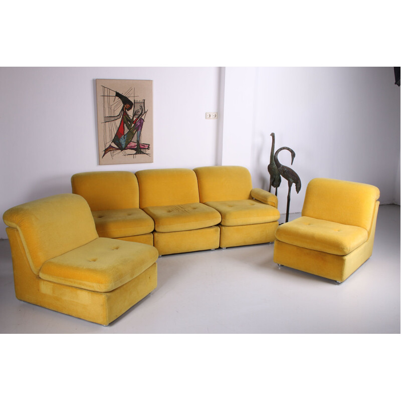 waterval Willen dubbellaag Vintage corn yellow modular sofa 1960s