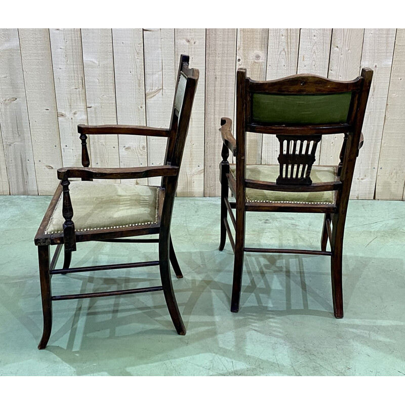 Pair of vintage beechwood armchairs, English 1930s