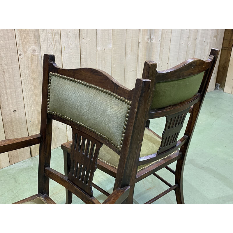 Pareja de sillones de madera de haya de época, ingleses de 1930