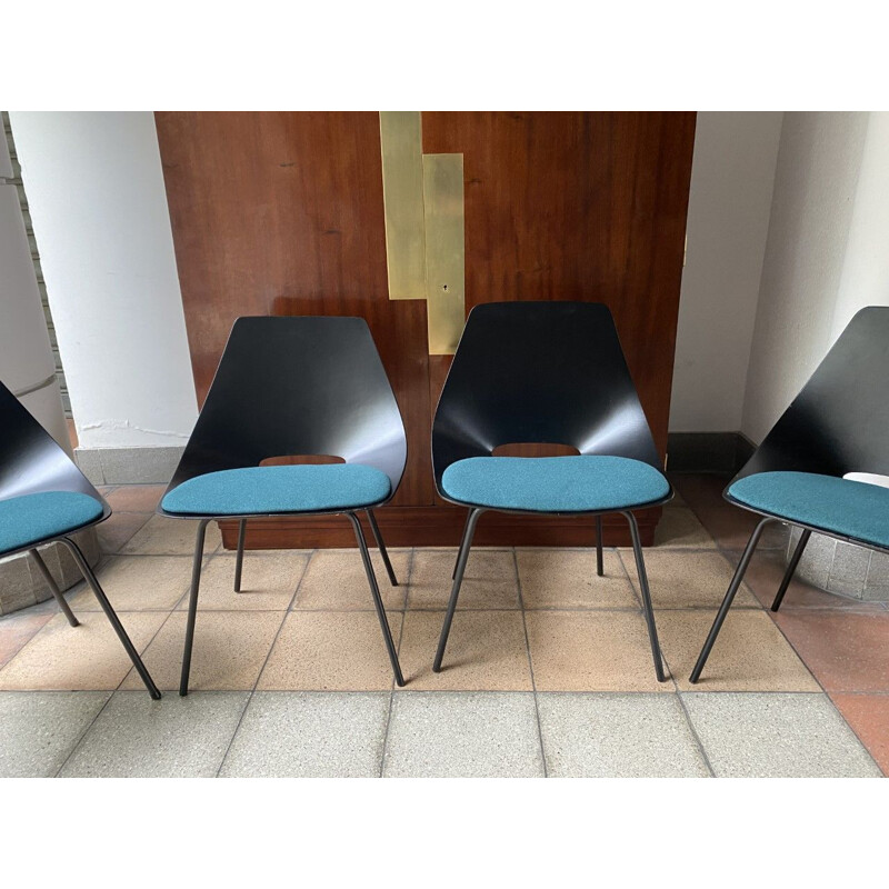 Lot de 4 chaises vintage Tonneau de Pierre Guariche 1955