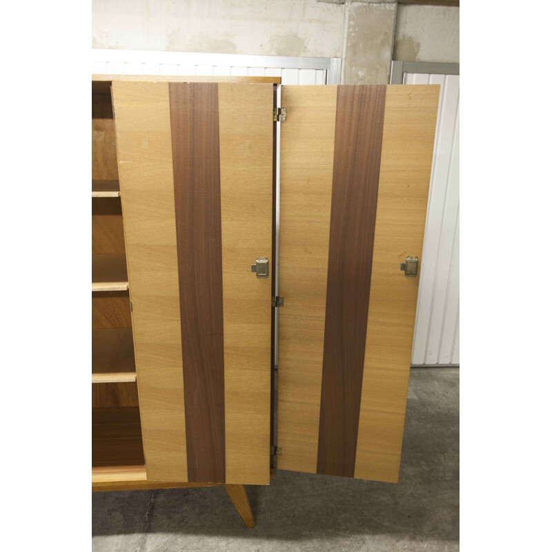 Vintage wardrobe 3 doors with compass feet, Scandinavian 1960s