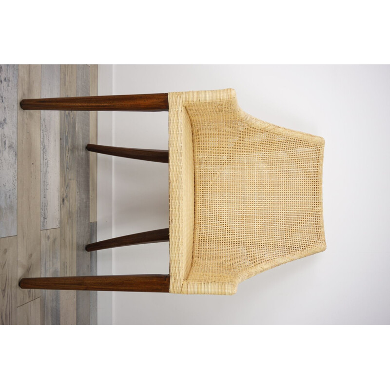 Set aus 6 Vintage-Stühlen aus Rattan und Holz, Frankreich
