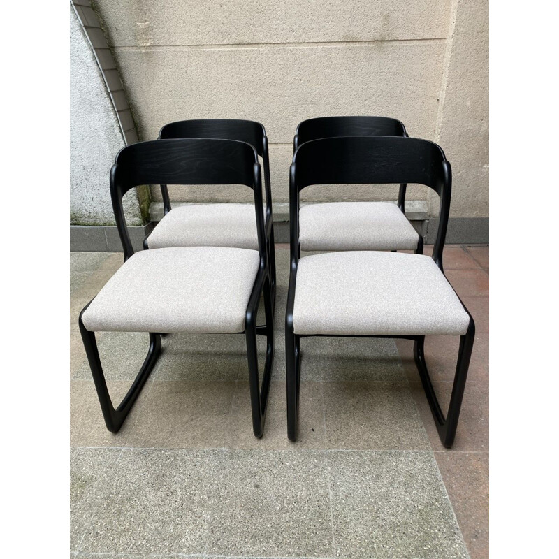 Lot de 4 chaises vintage Traîneau de Baumann 1955