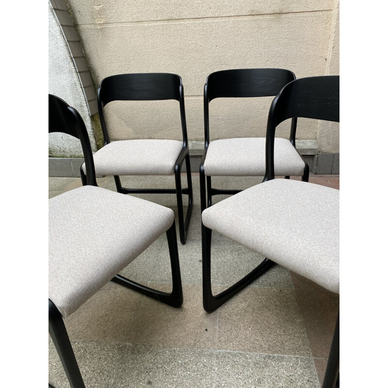 Set of 4 vintage chairs Traîneau by Baumann 1955s