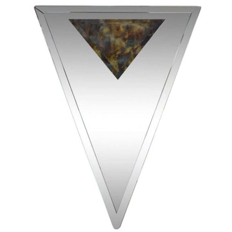 Miroir vintage biseauté et triangulaire art déco