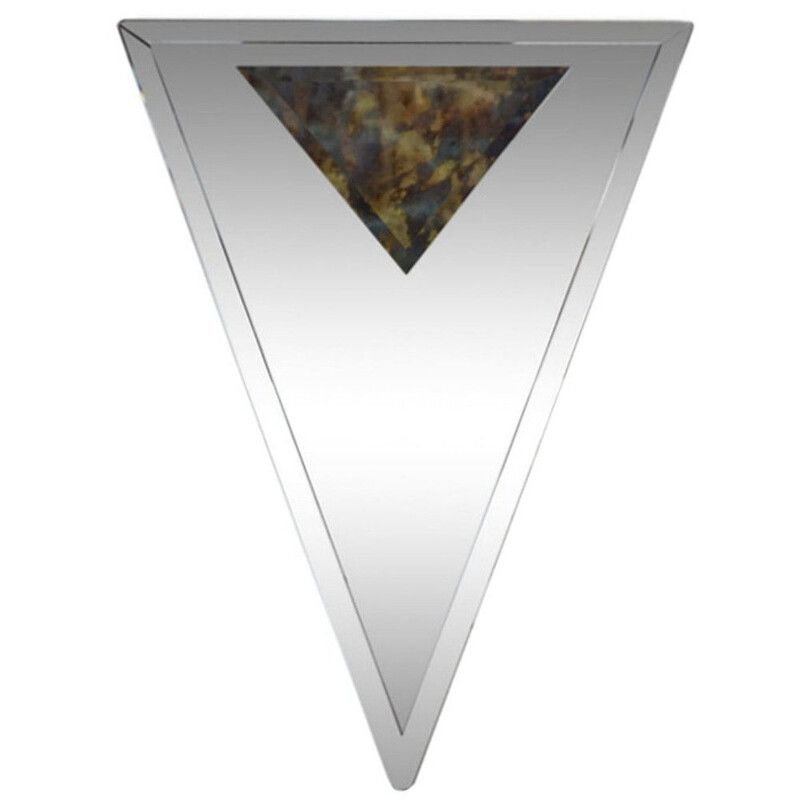 Vintage bevelled and triangular art deco mirror