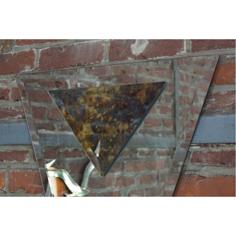 Miroir vintage biseauté et triangulaire art déco