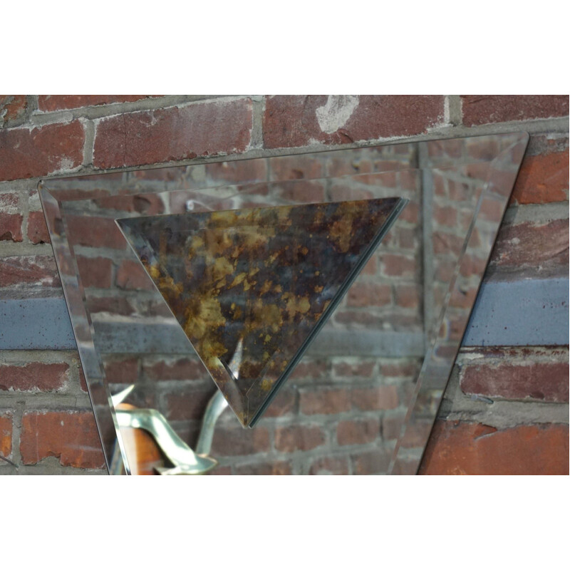 Vintage bevelled and triangular art deco mirror