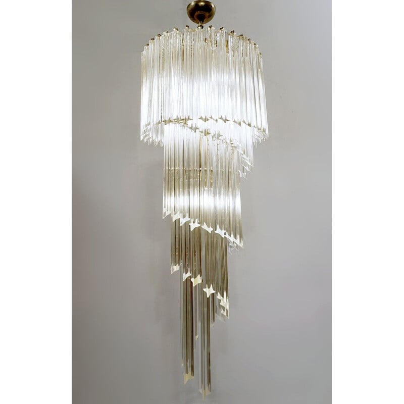 Vintage spiral chandelier from Murano by Venini, Italian 1970s