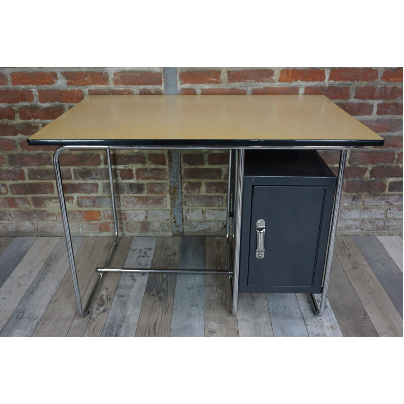 Vintage sycamore and chrome desk 1950s