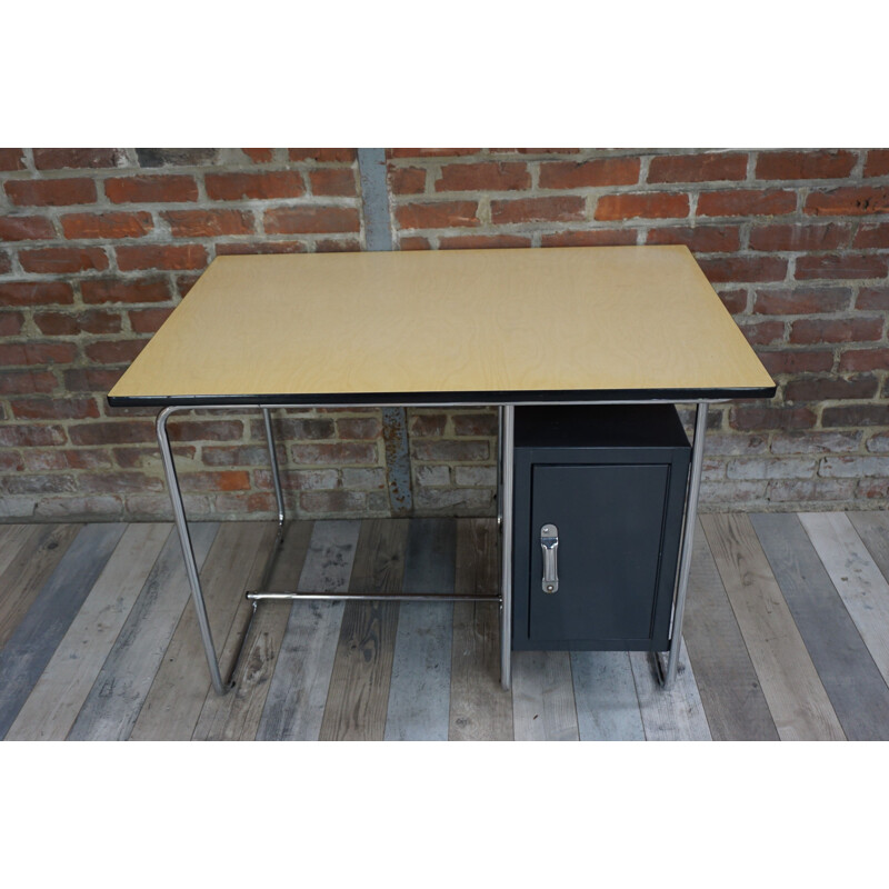 Vintage sycamore and chrome desk 1950s