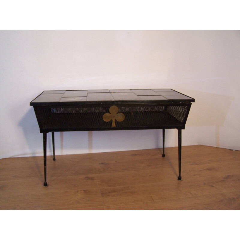 Vintage metal and ceramic coffee table 1950s