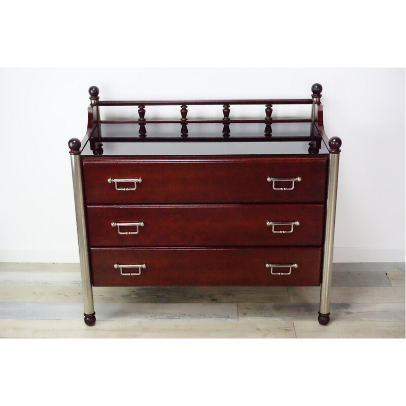 Vintage wooden and metal chest of drawers for Gautier 1970s