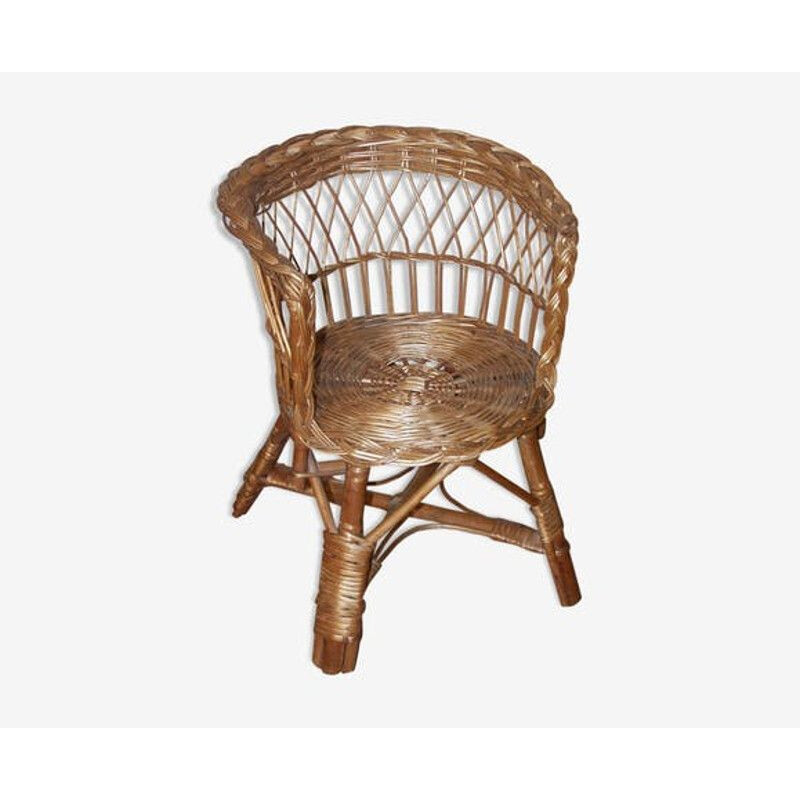 Vintage wicker armchair child 1960s