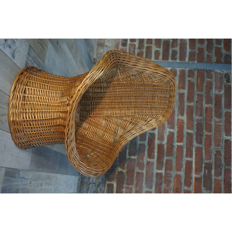 Vintage children's wicker basket armchair by Wim Den Boonpour Rohe 1960s