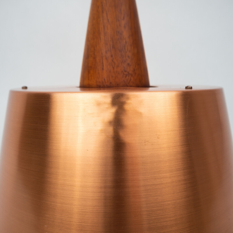 Vintage pendant lamp copper and teak wood  Denmark 1960