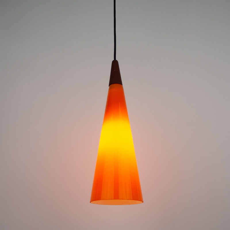 Vintage Trumpet pendant lamp by Fog og Morup and Holmegaard, Denmark 1966