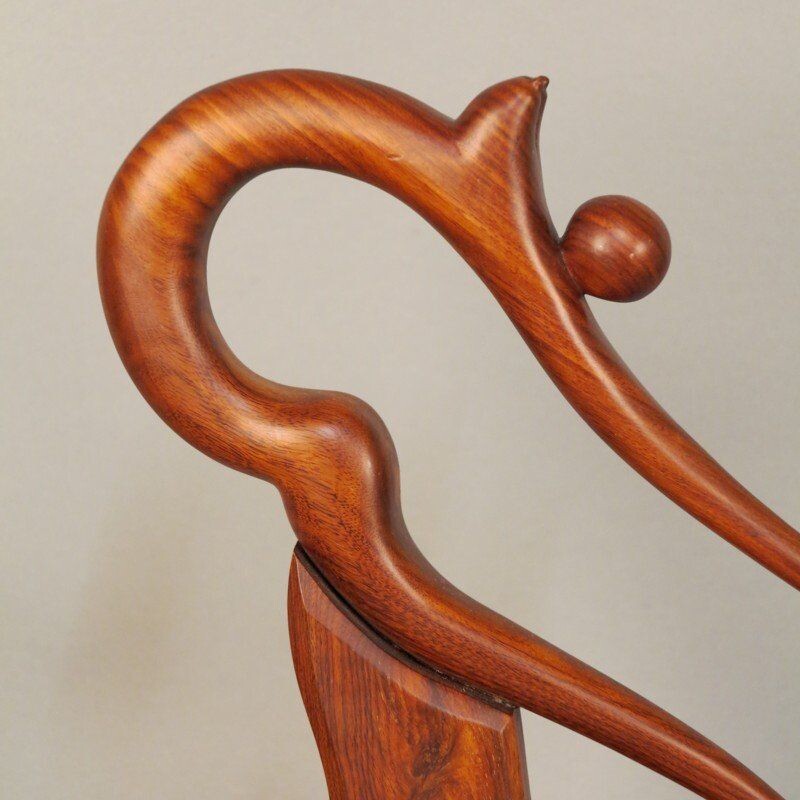 Vintage teak wood sculpture on base with representation of a mermaid, Denmark 1950