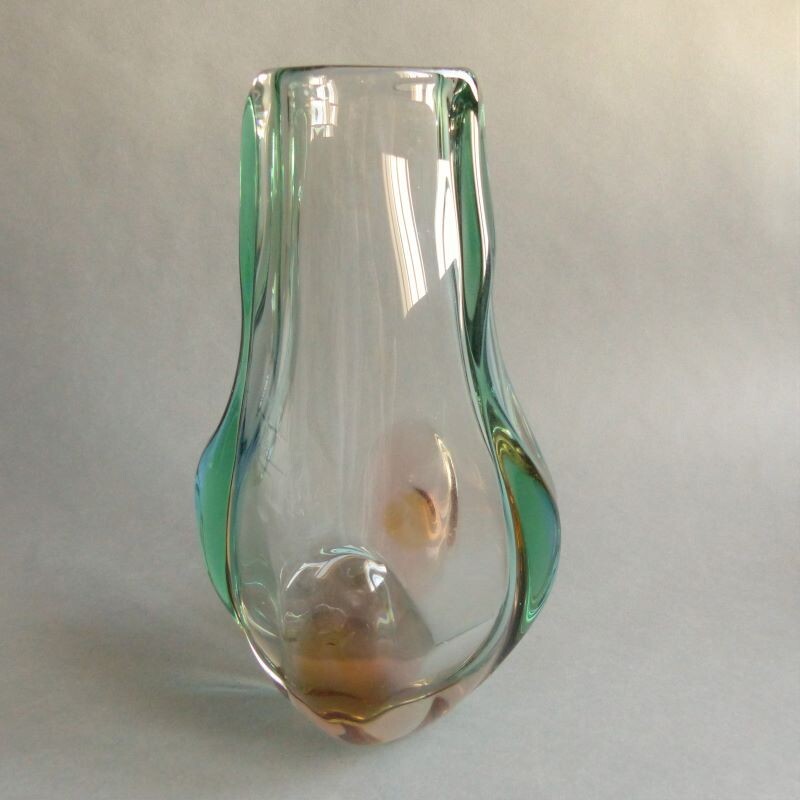 Vintage Vase by Josef Hospodka for Chribsa Glas 1950s