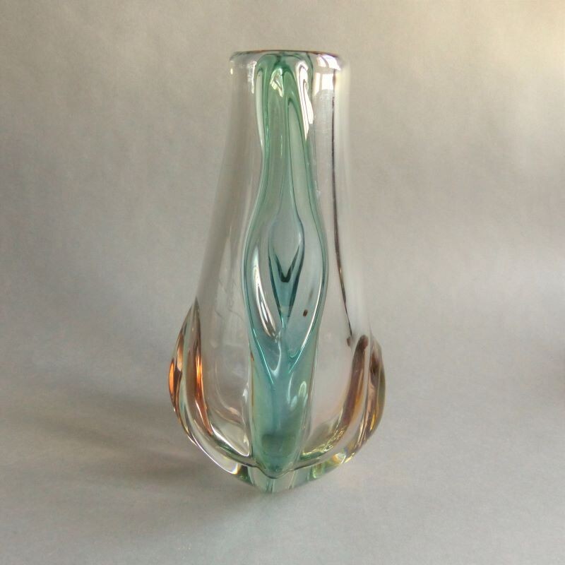 Vintage Vase by Josef Hospodka for Chribsa Glas 1950s