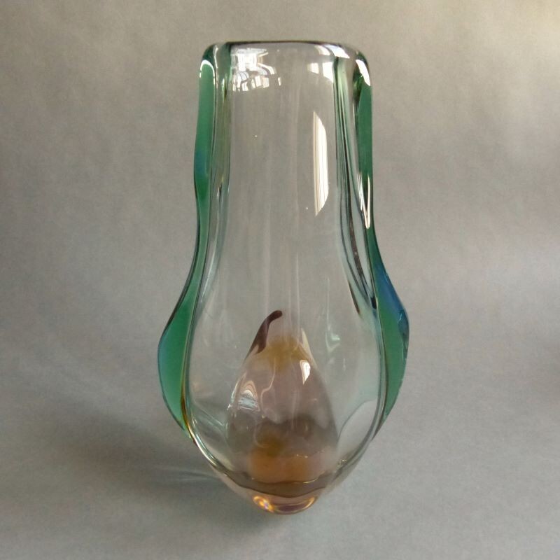 Vintage Vase by Josef Hospodka for Chribsa Glas 1950s