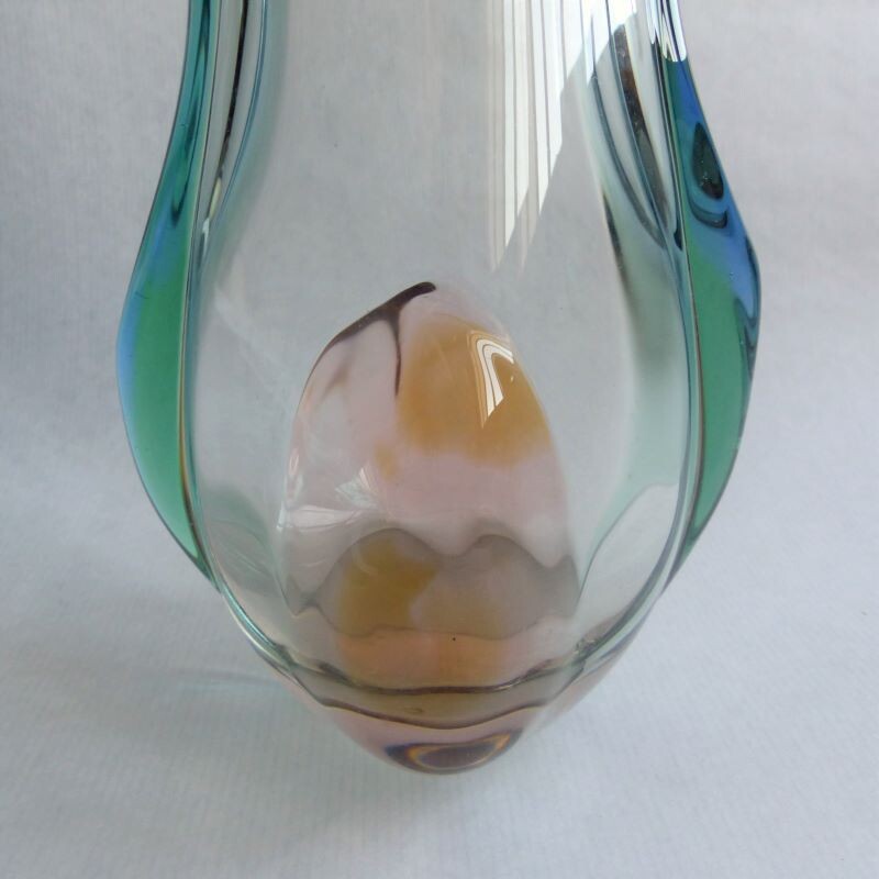 Vase vintage de Josef Hospodka pour Chribsa Glas 1950