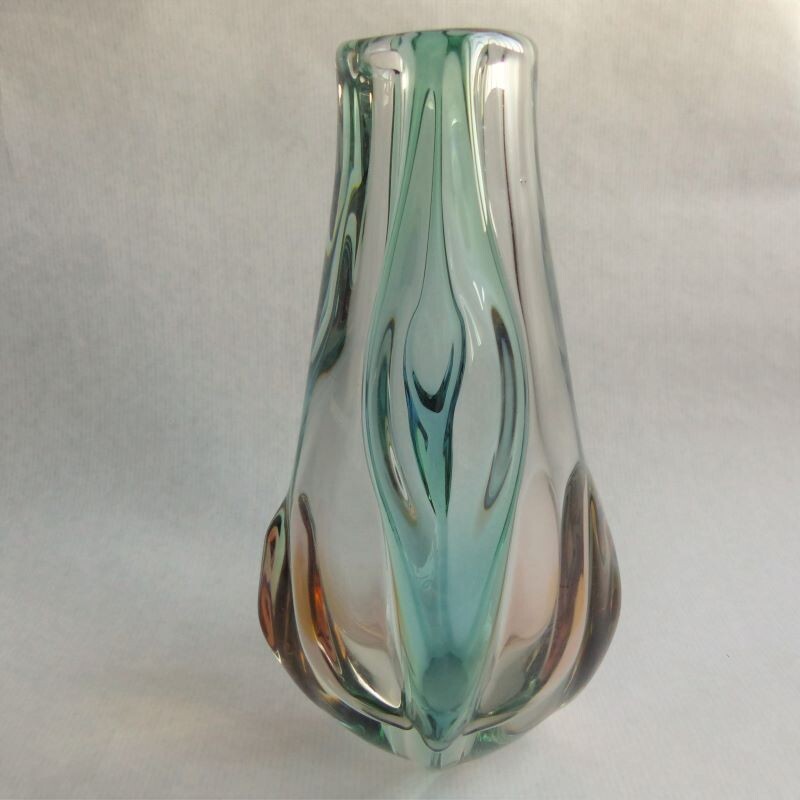 Vintage Vase by Josef Hospodka for Chribsa Glas 1950s