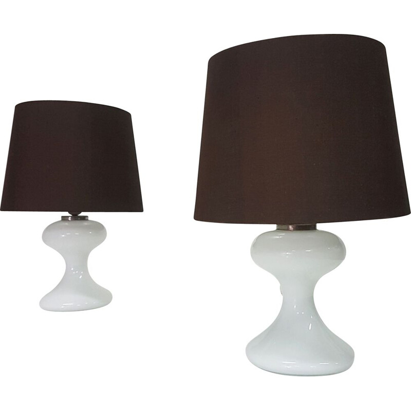 Paar vintage glazen tafellampen ML1 van Ingo Maurer voor Design M, Duitsland 1960