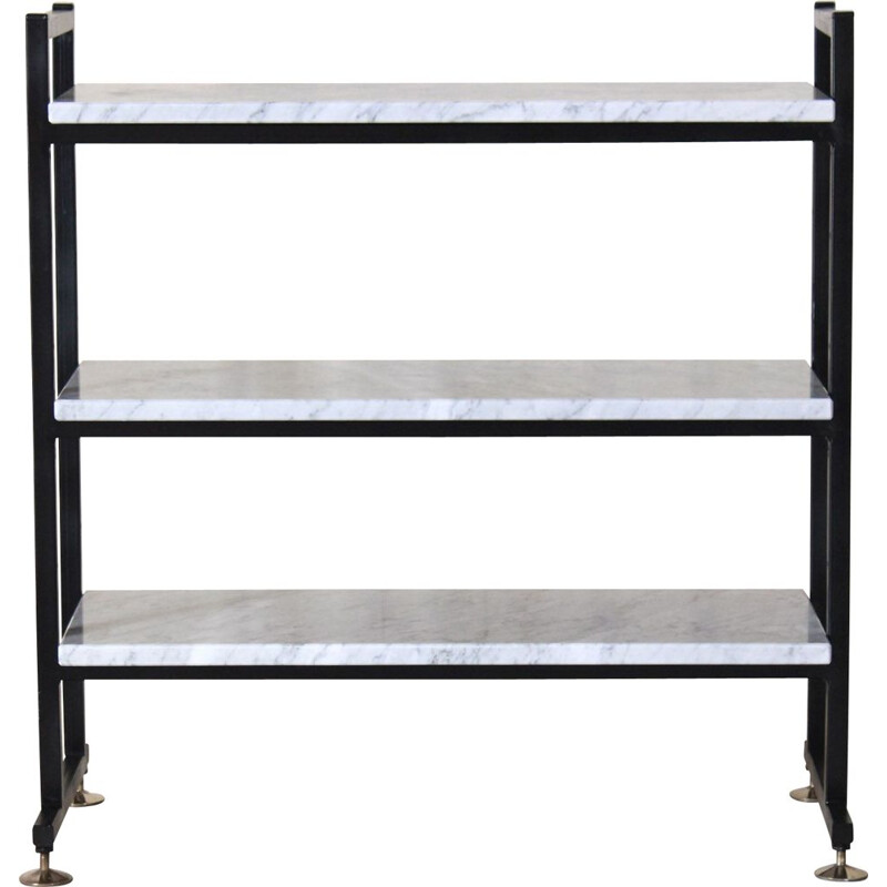 Vintage shelf with Carrara marble shelves 1960s