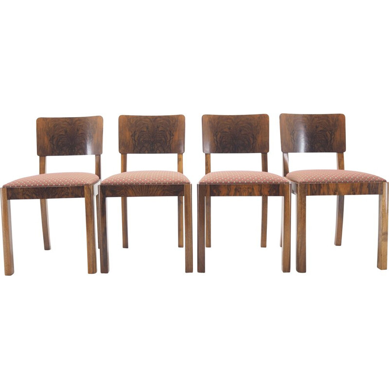 Set of 4 vintage Art Deco Dining Chairs, Czechoslovakia 1930s