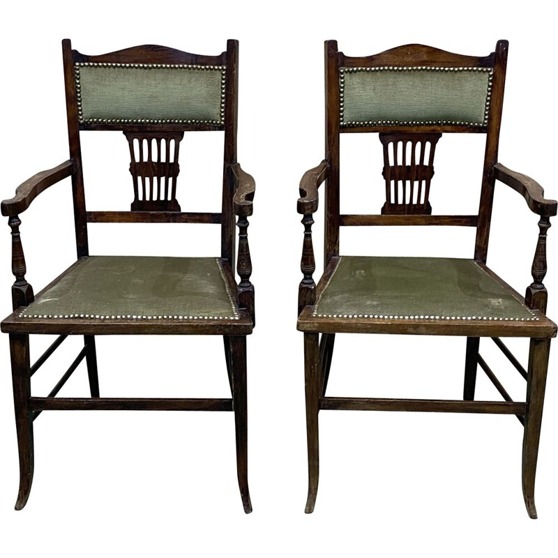 Paar vintage beukenhouten fauteuils, Engels 1930