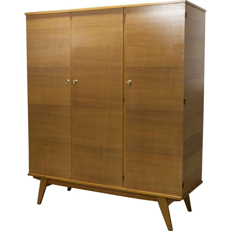 Vintage wardrobe 3 doors with compass feet, Scandinavian 1960s