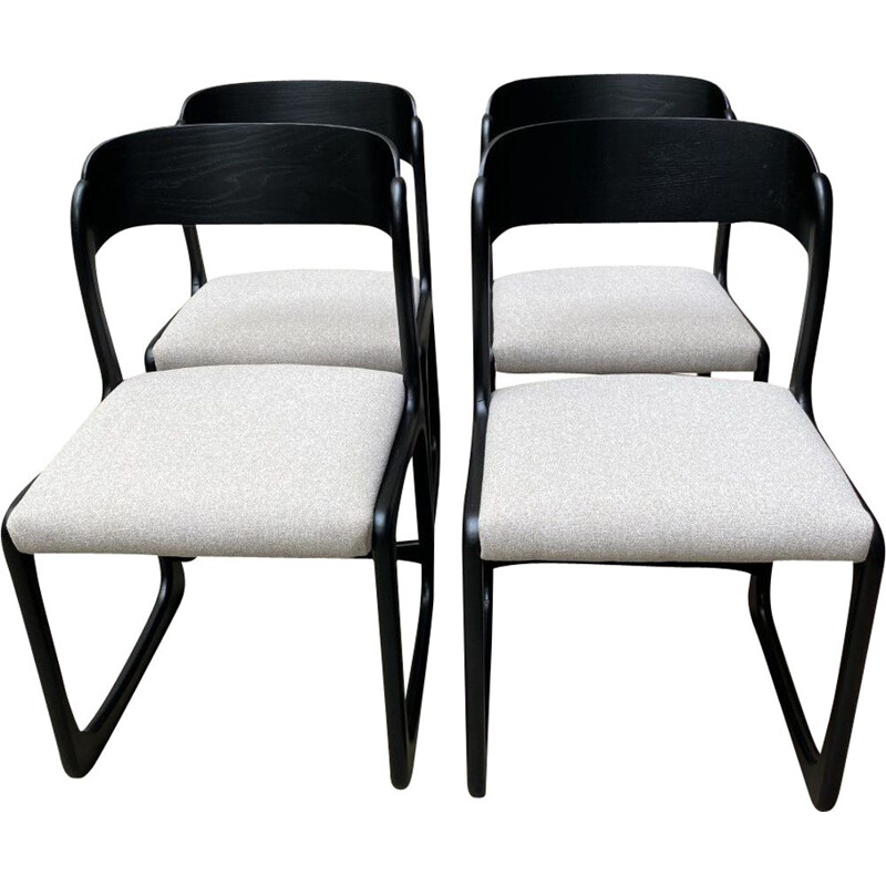 Set of 4 vintage chairs Traîneau by Baumann 1955s