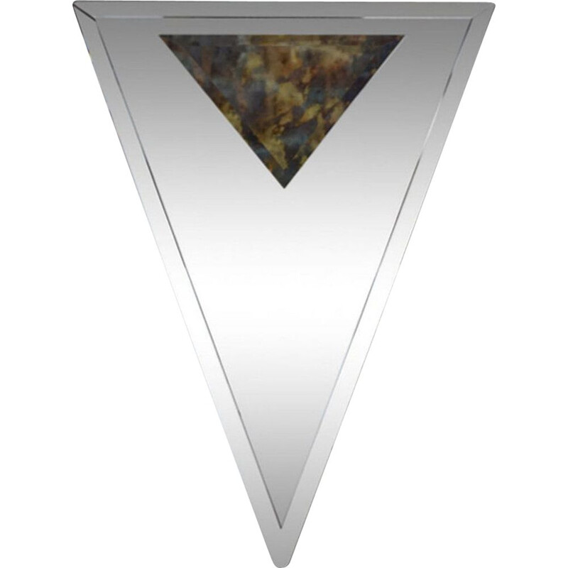 Miroir vintage biseauté et triangulaire art déco