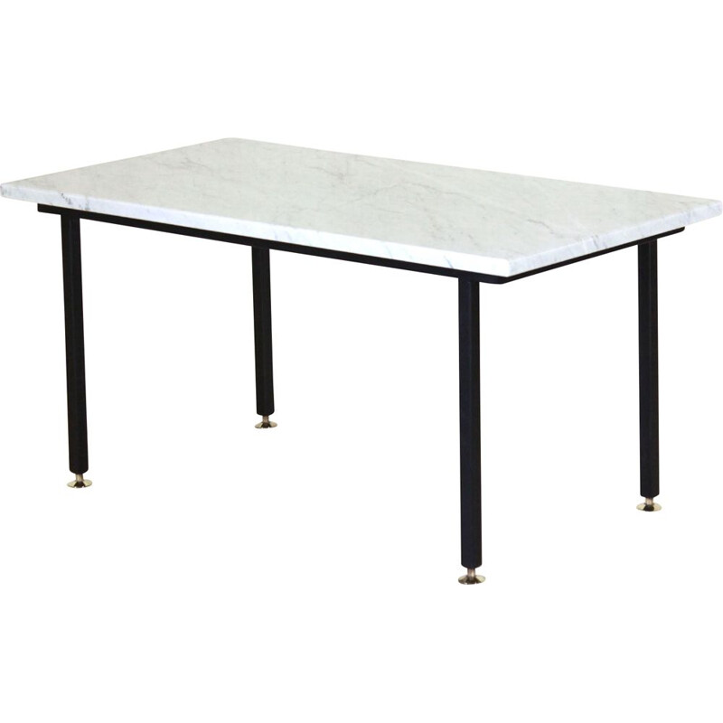Table basse vintage avec plateau en marbre de Carrare 1960