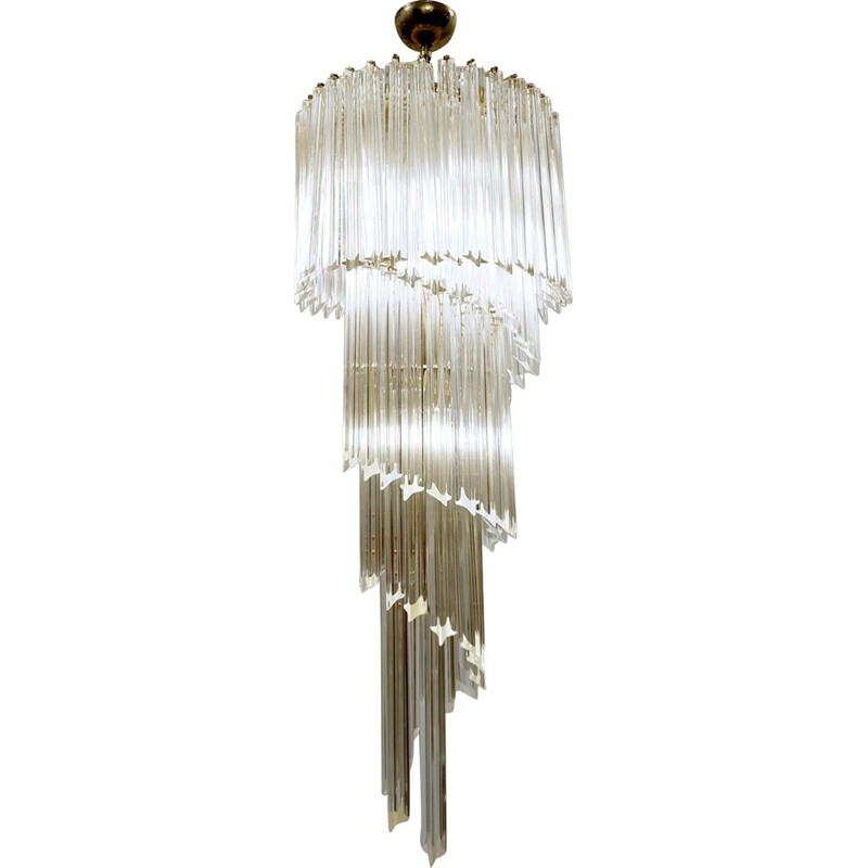 Vintage spiral chandelier from Murano by Venini, Italian 1970s