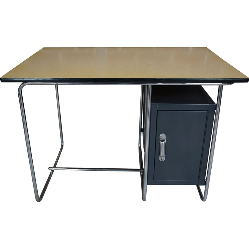 Vintage sycamore and chrome desk 1950s