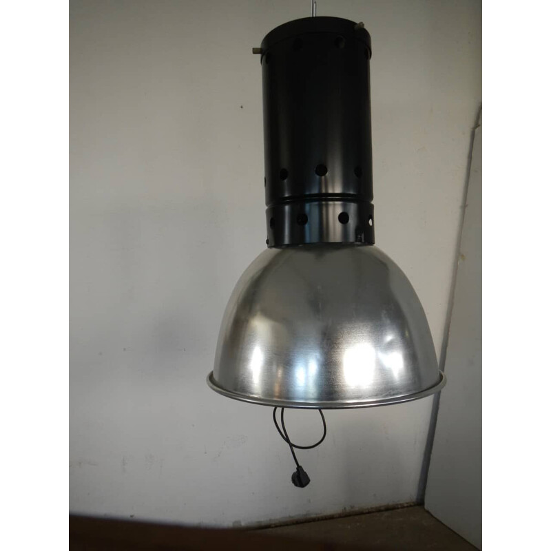 Lampada a sospensione industriale nera vintage 1960