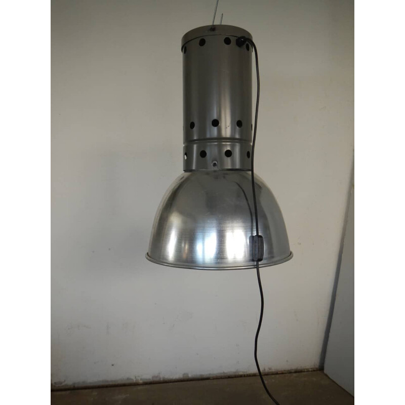 Vintage industriële grijze hanglamp 1960