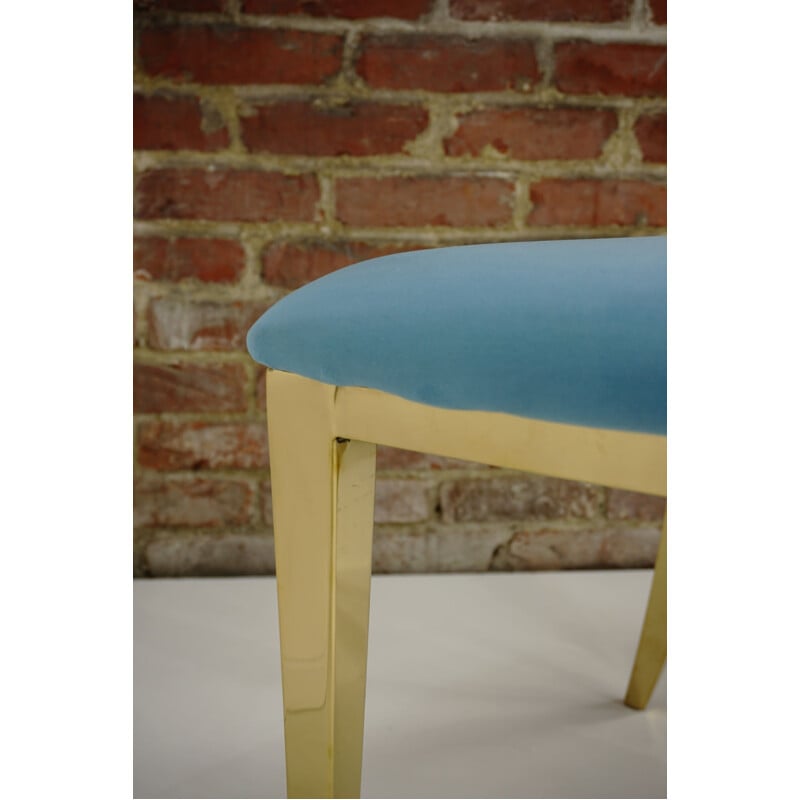 Vintage golden chair with turquoise velvet seat