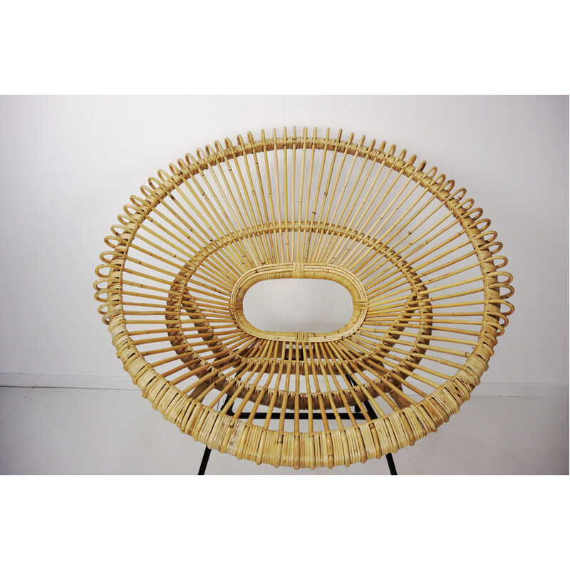 Vintage armchair in rattan and metal