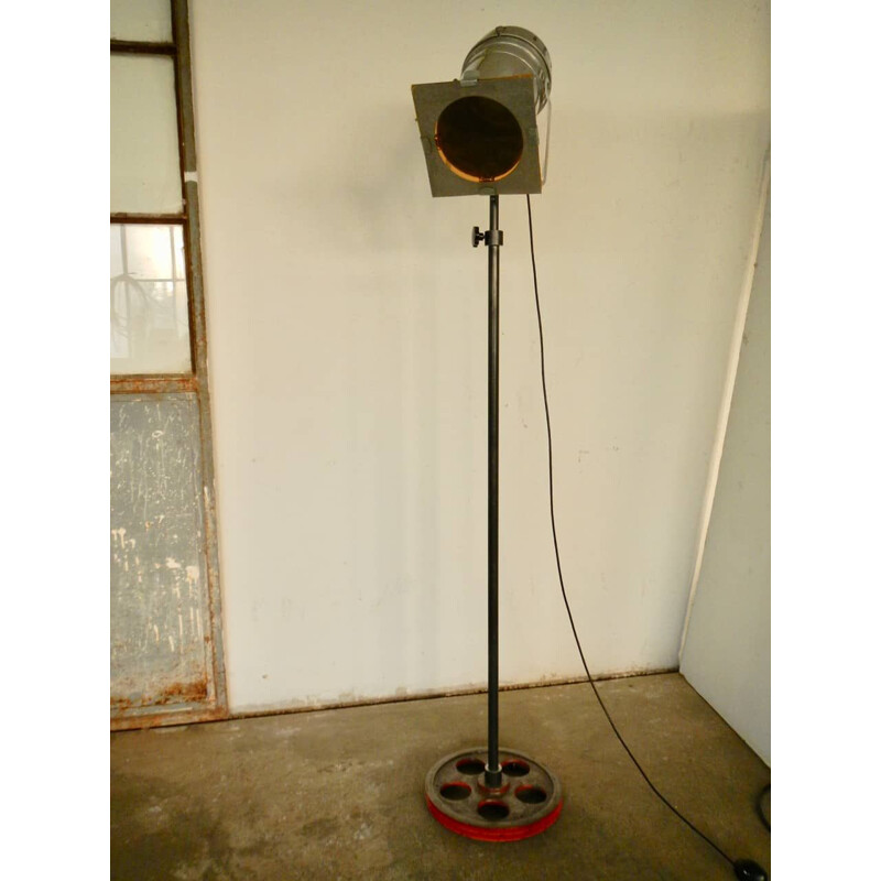 Vintage aluminum movie theater floor lamp, 1960