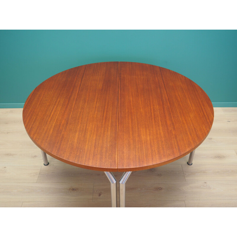 Vintage round teak half table by Bent Krogh, Denmark 1970
