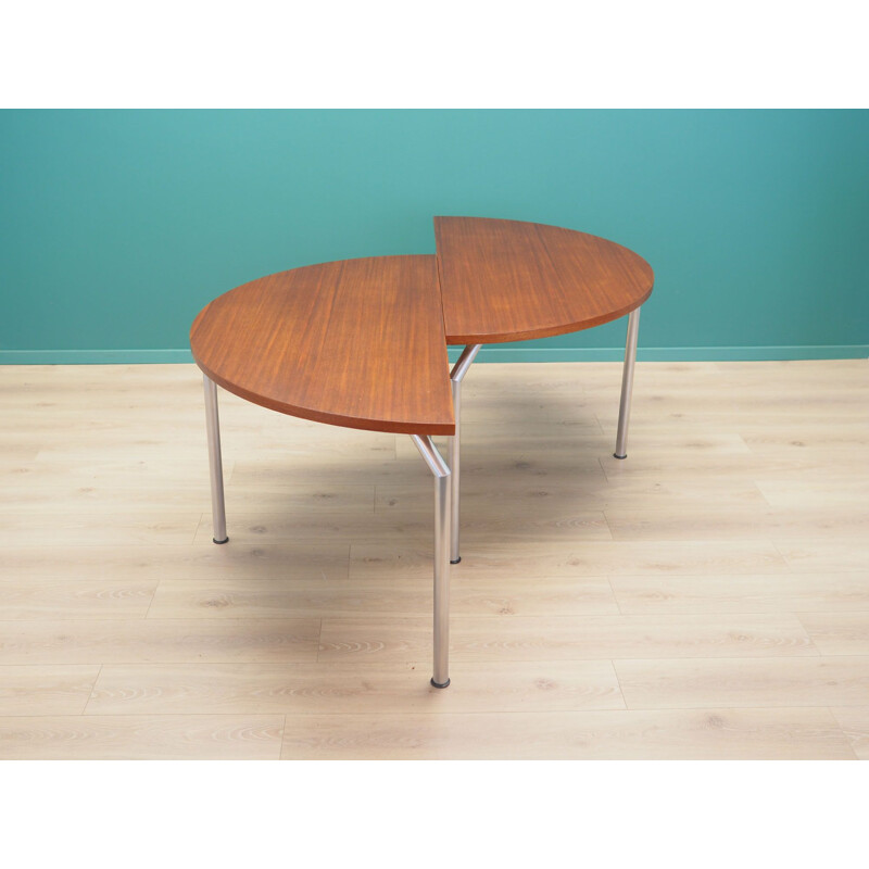 Vintage round teak half table by Bent Krogh, Denmark 1970