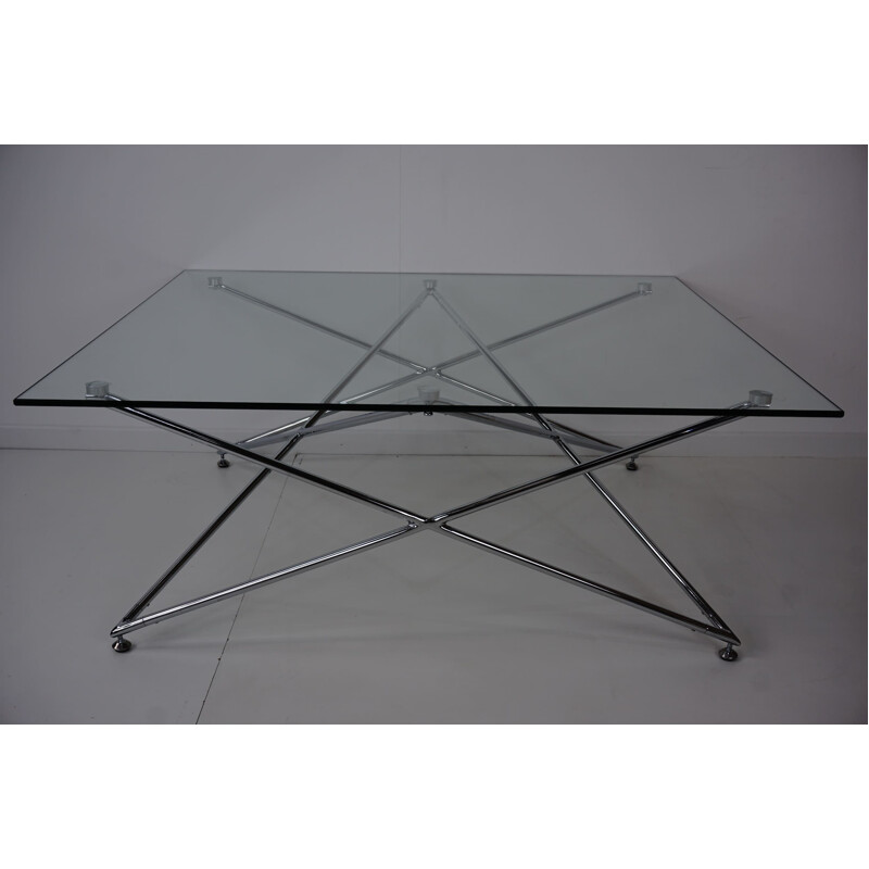 Vintage coffee table in glass and chrome
