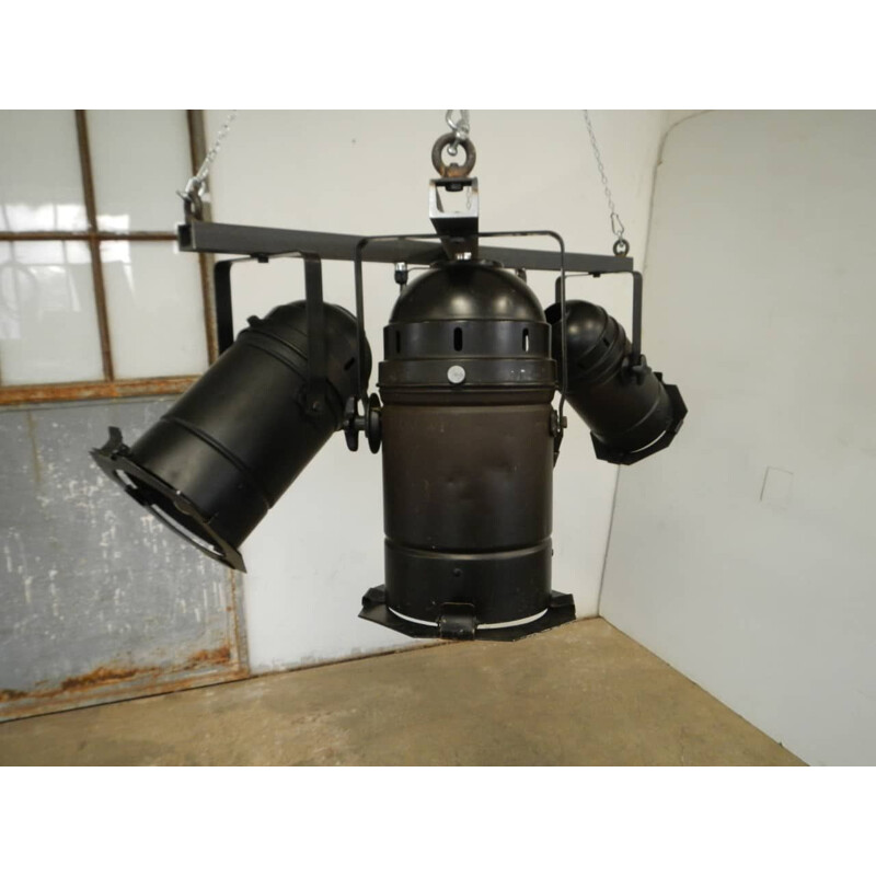 Vintage theater chandelier on iron beam, 1980