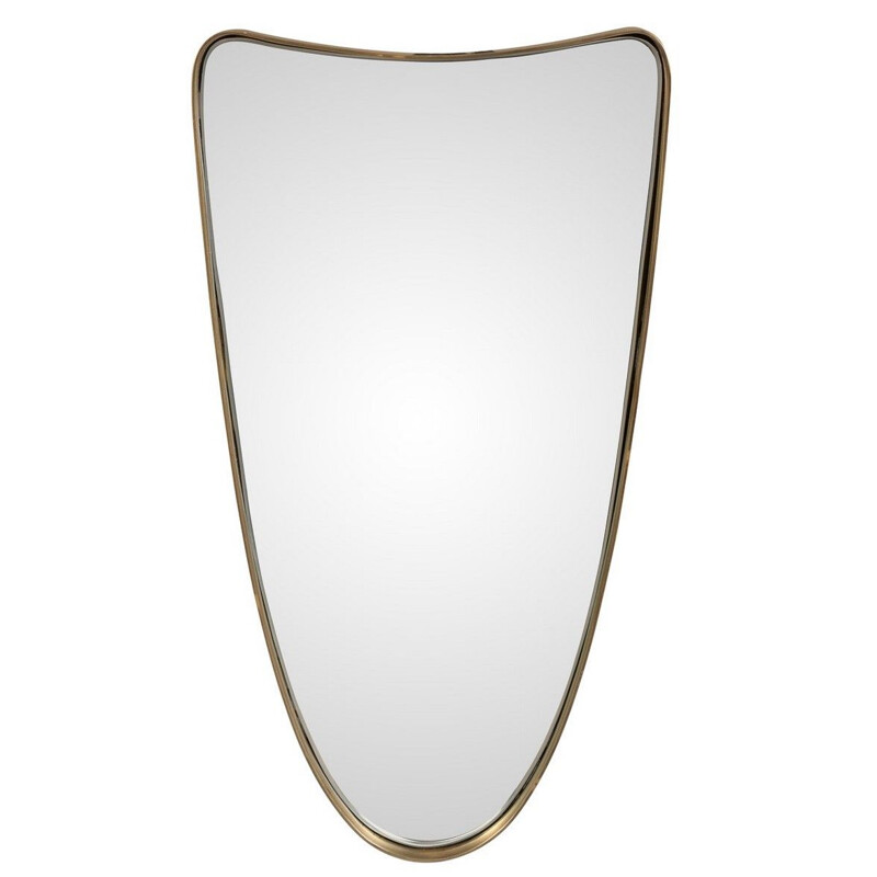 Vintage free-form mirror with brass outline